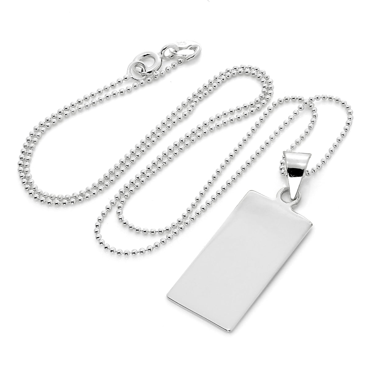 Collier pendentif rectangulaire en argent sterling gravable
