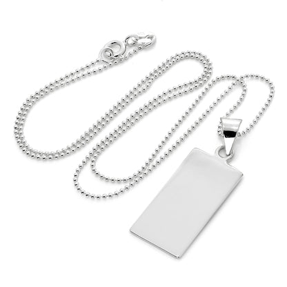 Collier pendentif rectangulaire en argent sterling gravable