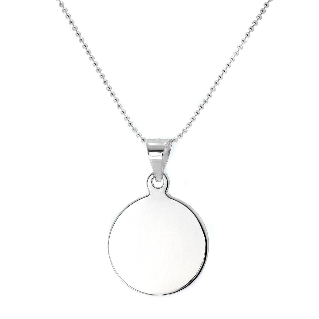 Collier pendentif rond en argent sterling gravable