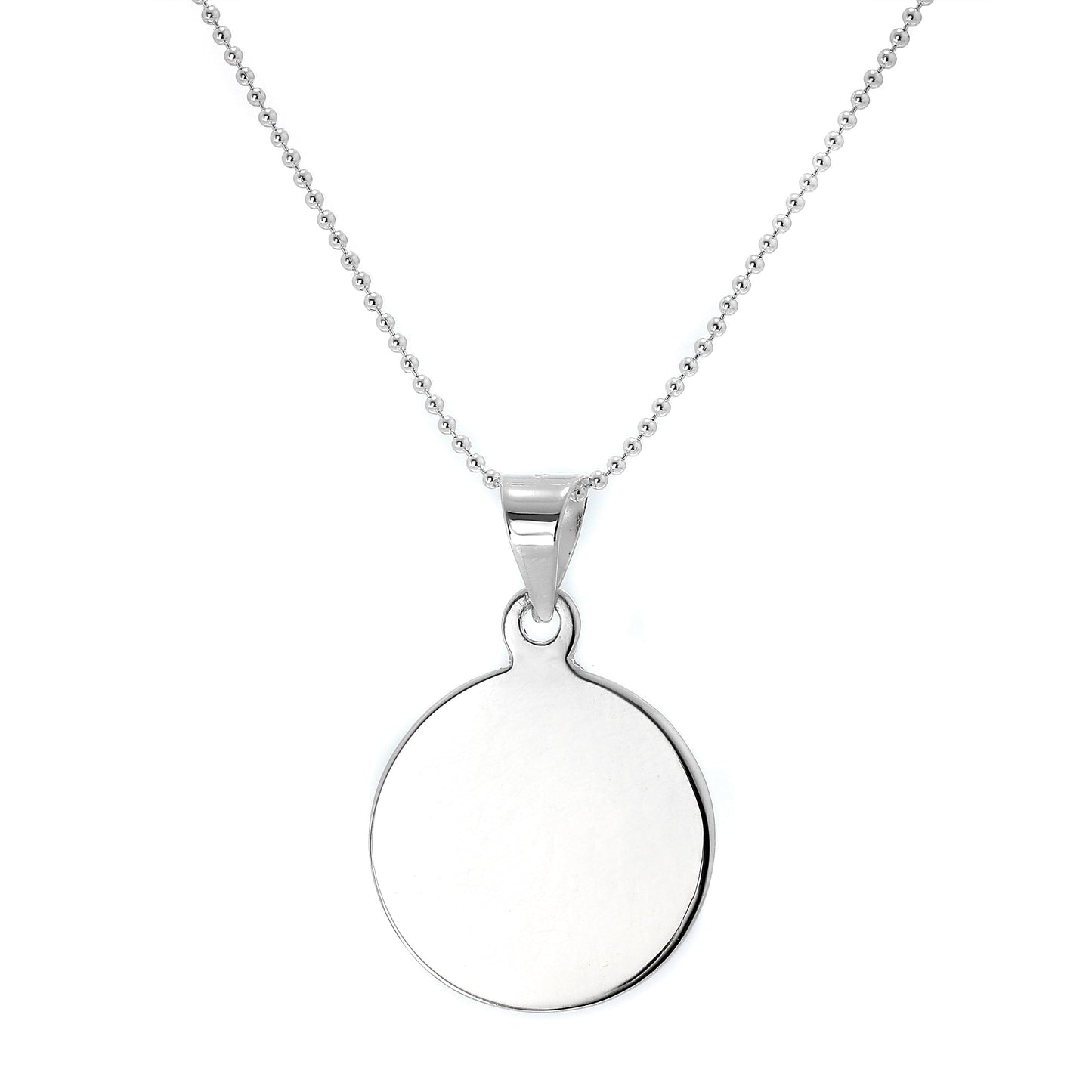 Collier pendentif rond en argent sterling gravable