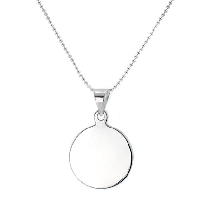 Collier pendentif rond en argent sterling gravable