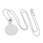 Collier pendentif rond en argent sterling gravable