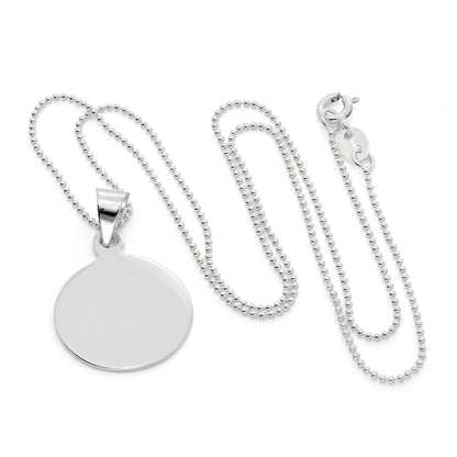 Collier pendentif rond en argent sterling gravable