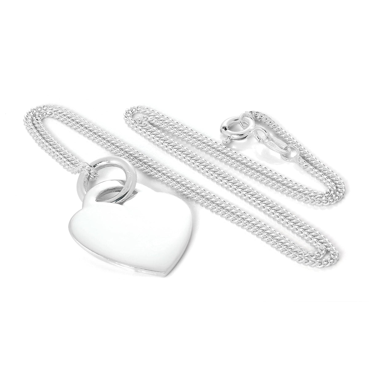 Grande breloque cœur gravable en argent sterling de 40 à 61 cm