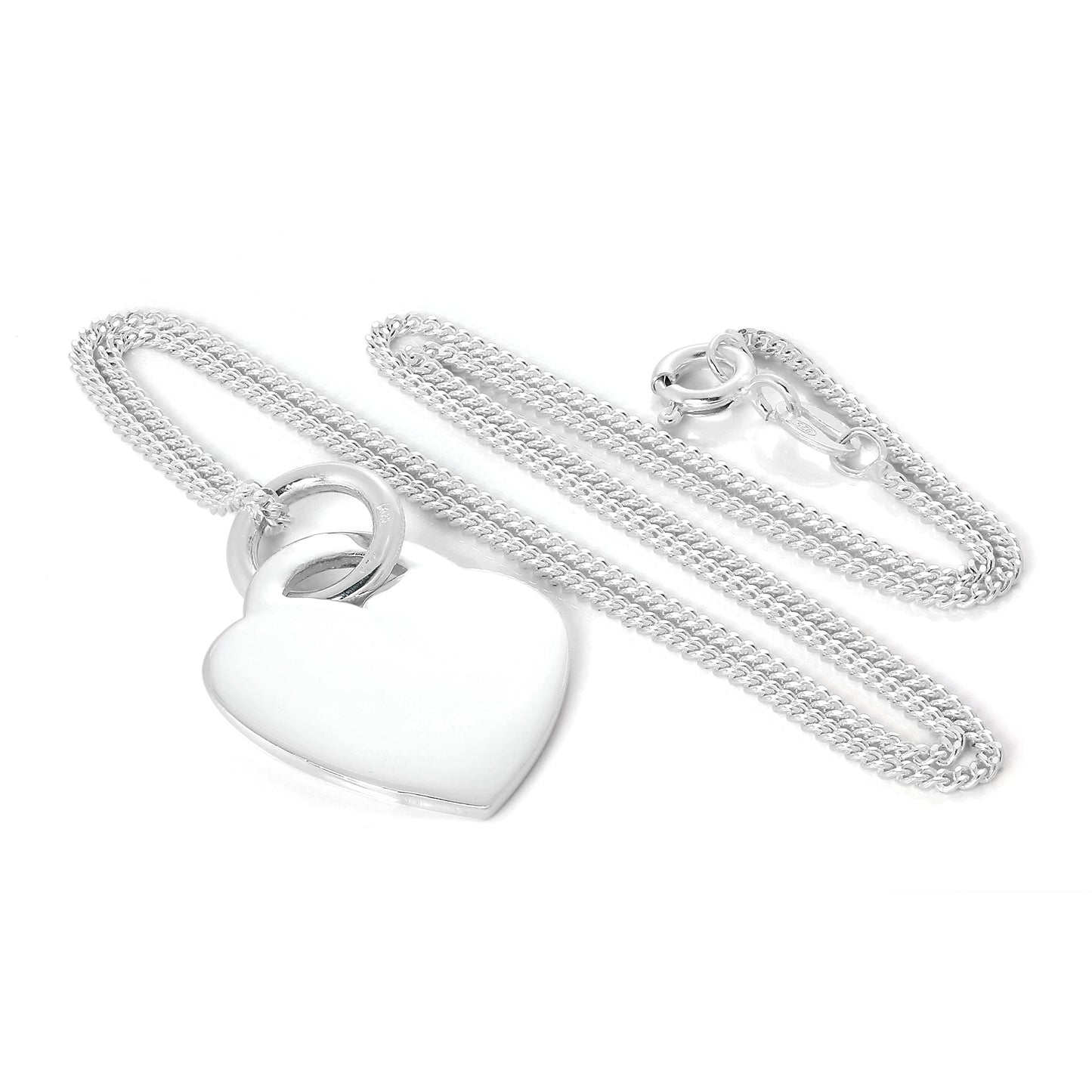 Grande breloque cœur gravable en argent sterling de 40 à 61 cm