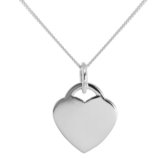 Grande breloque cœur gravable en argent sterling de 40 à 61 cm