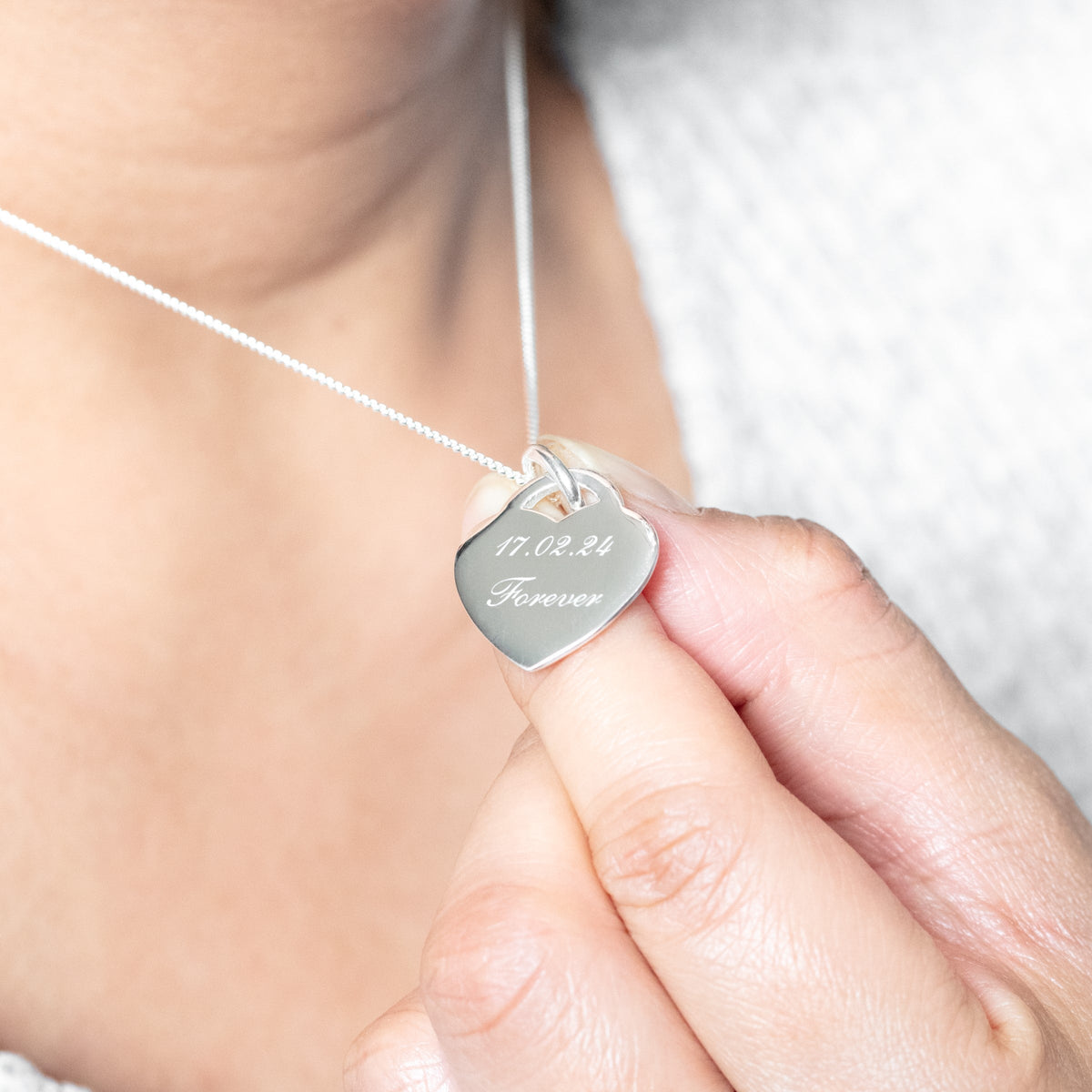 Grande breloque cœur gravable en argent sterling de 40 à 61 cm