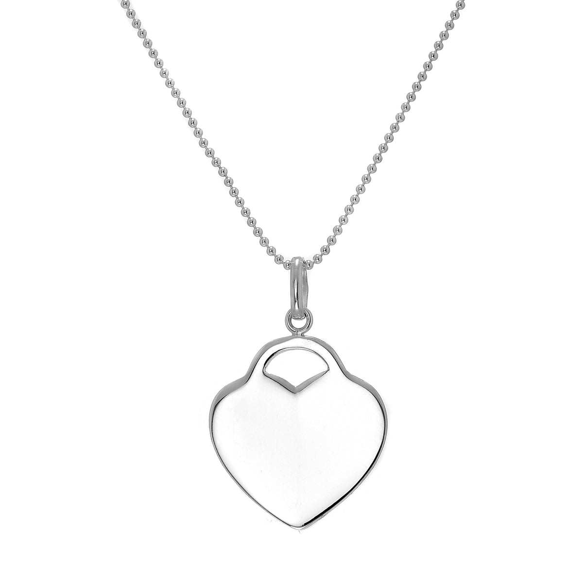Grand collier pendentif en forme de cœur en argent sterling gravable