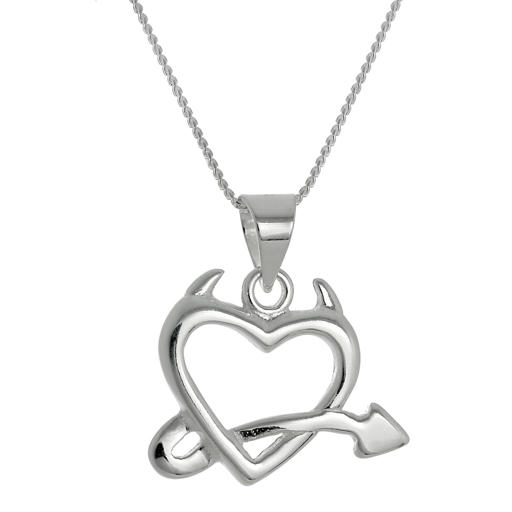 Grand collier pendentif cœur du diable en argent sterling de 35 à 70 cm