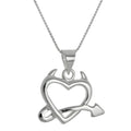Grand collier pendentif cœur du diable en argent sterling de 35 à 70 cm