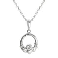 Collier avec pendentif Claddagh rond en argent sterling sur chaîne de 45 cm