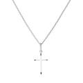 Collier avec pendentif croix en argent sterling mat et poli, 40 à 55 cm