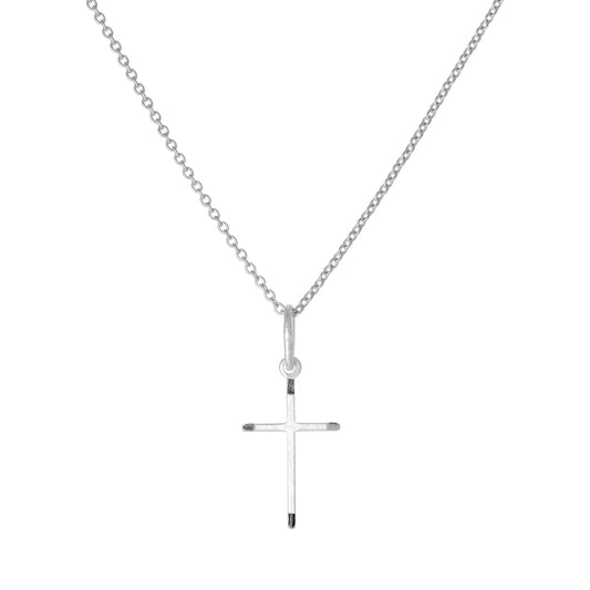 Collier avec pendentif croix en argent sterling mat et poli, 40 à 55 cm