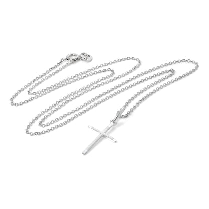 Collier avec pendentif croix en argent sterling mat et poli, 40 à 55 cm