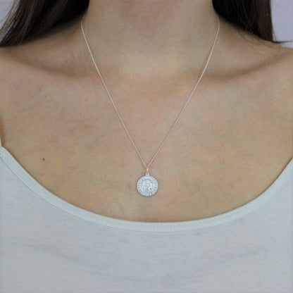 Collier avec pendentif médaille Saint-Christophe en argent sterling mat, 40 à 55 cm