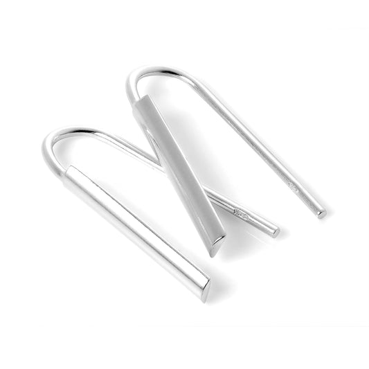 Boucles d'oreilles simples en argent sterling avec barre à tirer