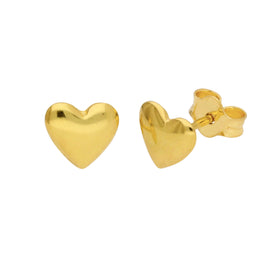 Boucles d'oreilles à tige en argent sterling plaqué or en forme de cœur