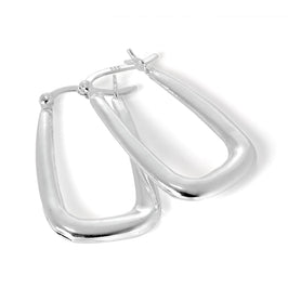 Boucles d'oreilles créoles allongées carrées en argent sterling de 16 mm