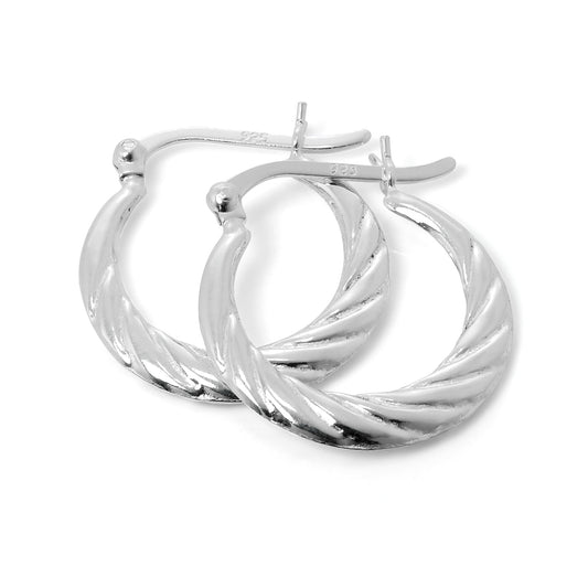 Boucles d'oreilles créoles torsadées en argent sterling de 19 mm
