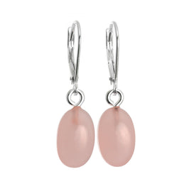 Boucles d'oreilles à levier en argent sterling et quartz rose