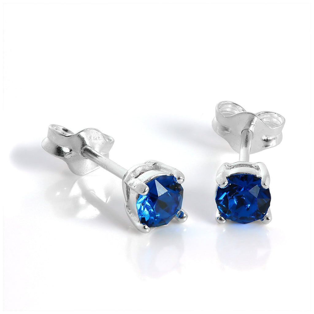 Boucles d'oreilles à tige en argent sterling et quartz Capri bleu carré de 4 mm