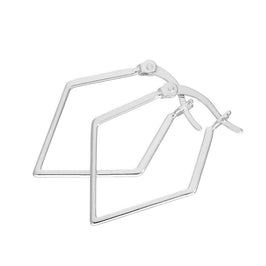 Boucles d'oreilles créoles ouvertes en argent sterling en forme de diamant