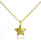 Collier avec pendentif étoile en argent sterling plaqué or et cristal CZ sur chaîne de 45 cm