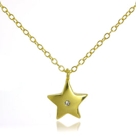 Collier avec pendentif étoile en argent sterling plaqué or et cristal CZ sur chaîne de 45 cm