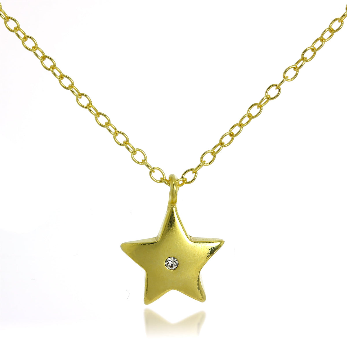 Collier avec pendentif étoile en argent sterling plaqué or et cristal CZ sur chaîne de 45 cm