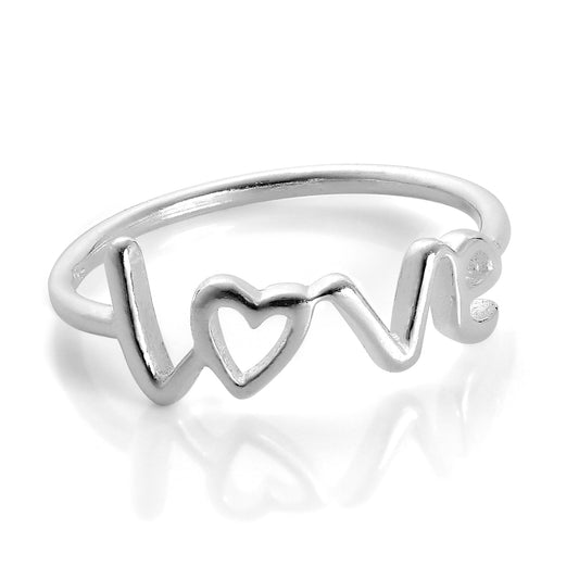 Bague en argent sterling avec cœur d'amour, tailles I à W