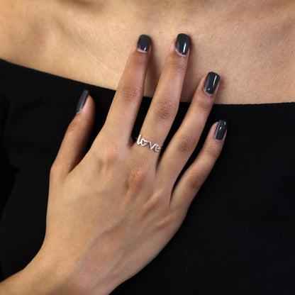 Bague en argent sterling avec cœur d'amour, tailles I à W