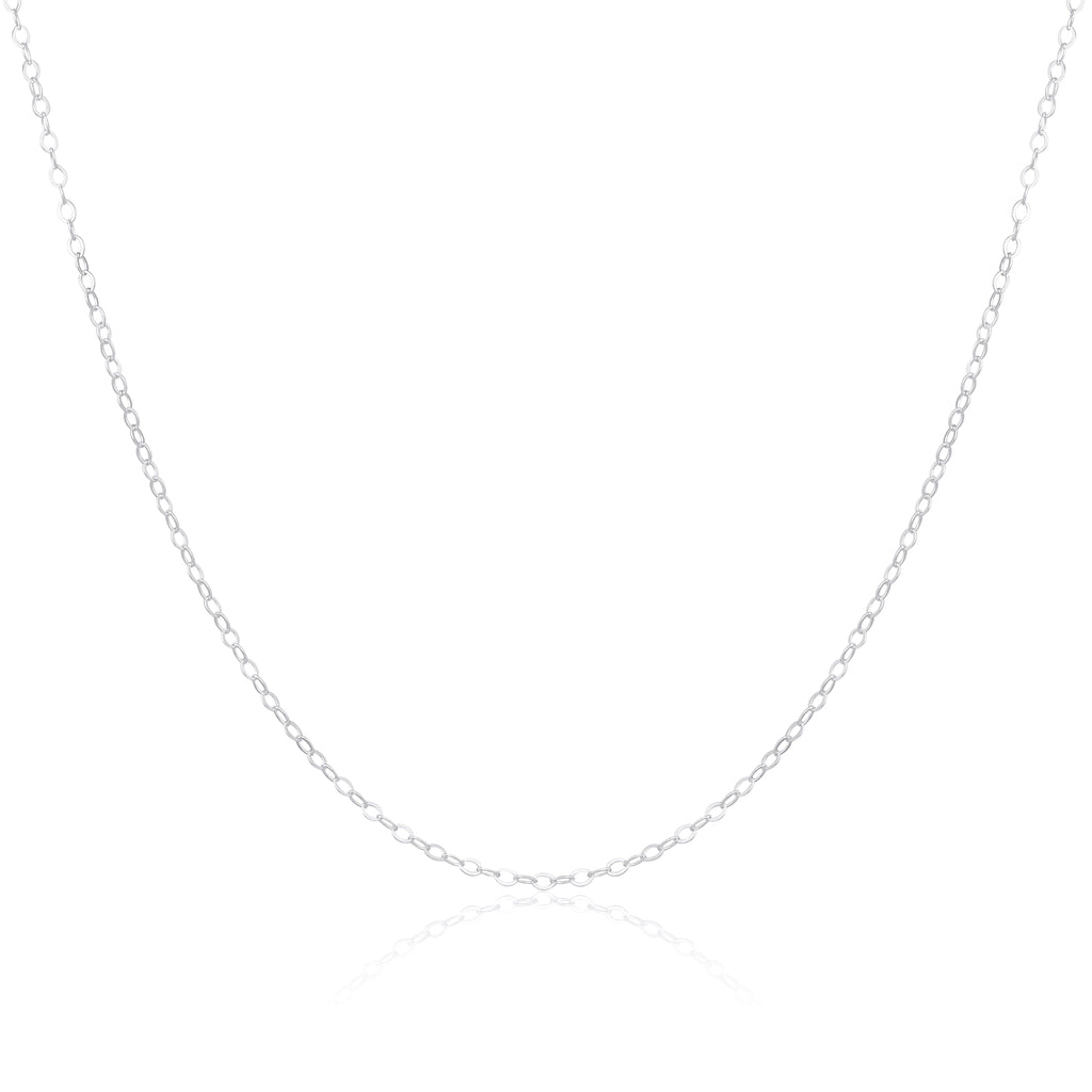 Collier chaîne à maillons plats en argent sterling clair de 40 à 55 cm