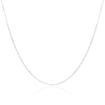 Collier chaîne à maillons plats en argent sterling clair de 40 à 55 cm