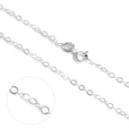 Collier chaîne à maillons plats en argent sterling clair de 40 à 55 cm