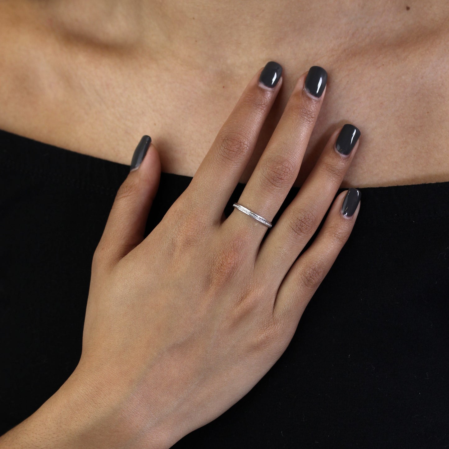 Bague d'éternité complète en argent sterling givré IW