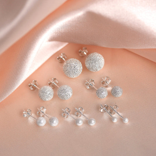 Boucles d'oreilles à tige en argent sterling givré de 3 mm à 8 mm