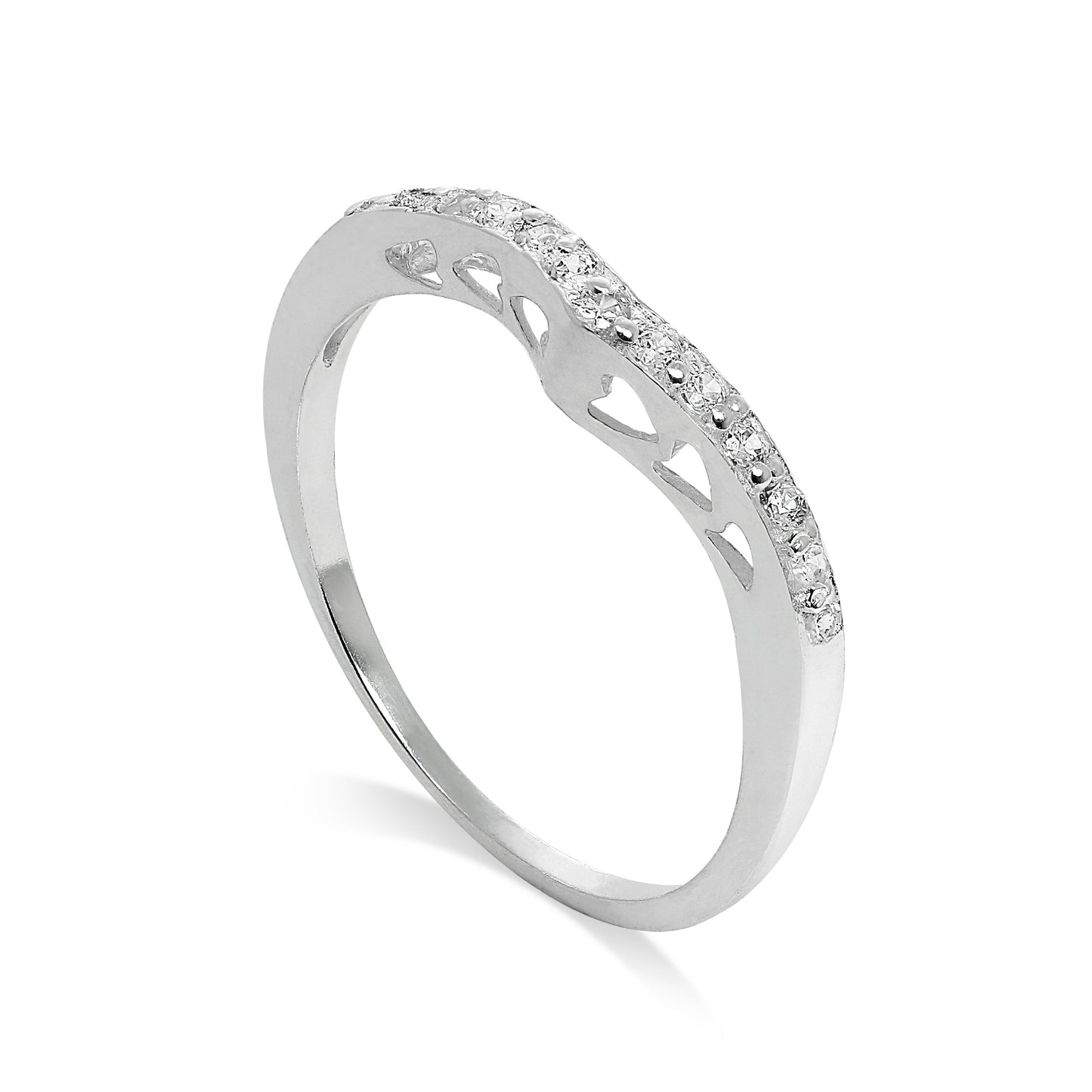 Bague en argent sterling et cristal CZ en forme de cœur, taille I à W