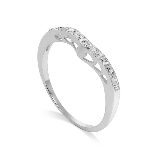 Bague en argent sterling et cristal CZ en forme de cœur, taille I à W