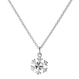 Collier flocon de neige en argent sterling de 45 cm, taille diamant