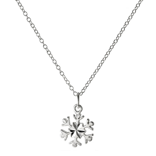 Collier flocon de neige en argent sterling de 45 cm, taille diamant