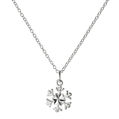 Collier flocon de neige en argent sterling de 45 cm, taille diamant