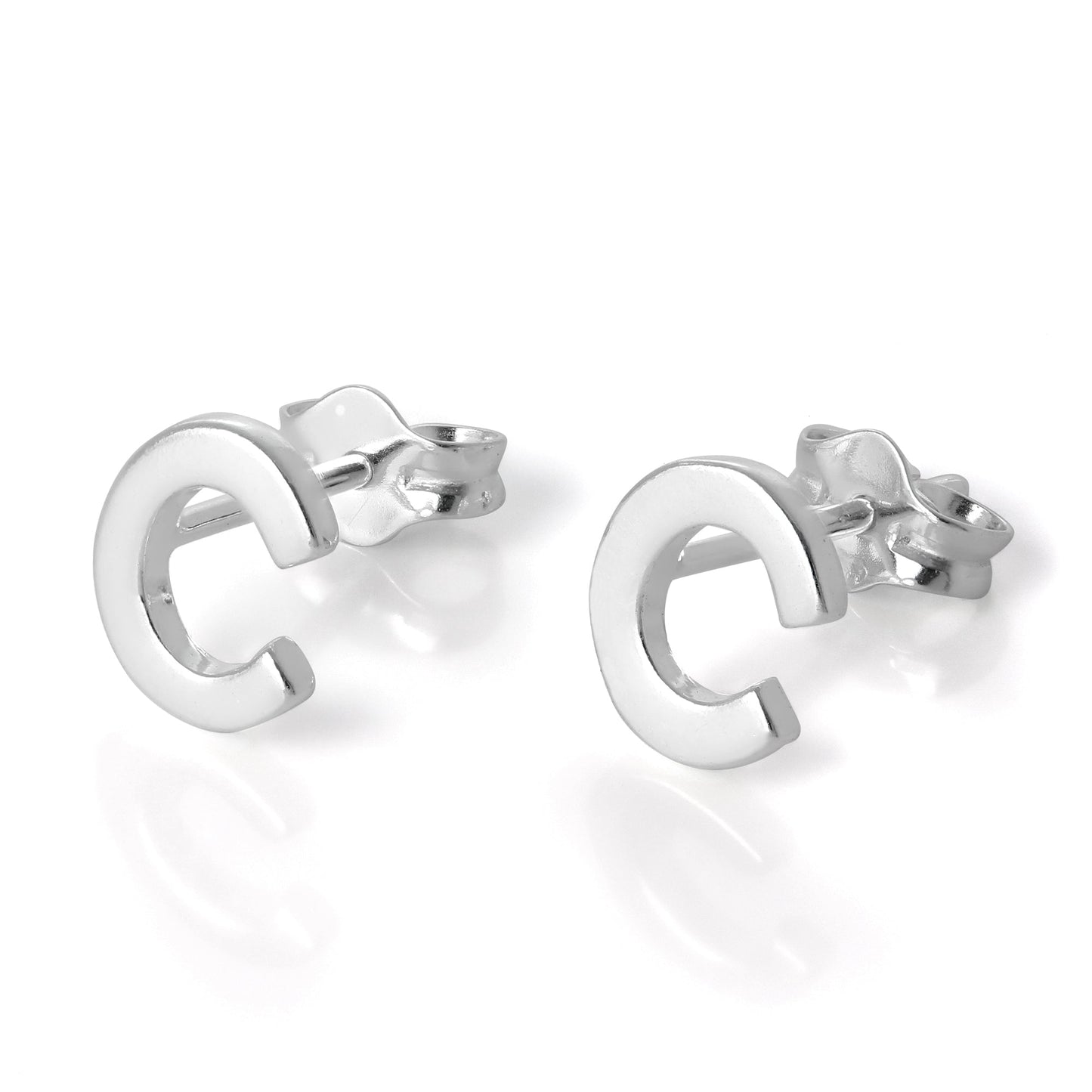 Boucles d'oreilles à tige en argent sterling avec lettres de l'alphabet