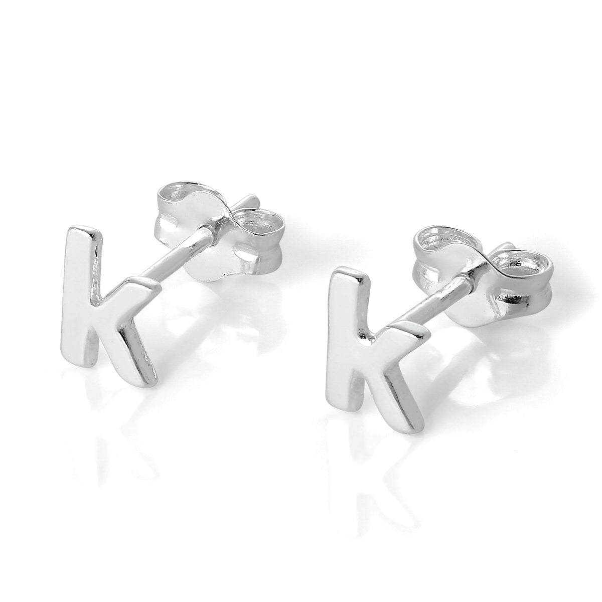 Boucles d'oreilles à tige en argent sterling avec lettres de l'alphabet