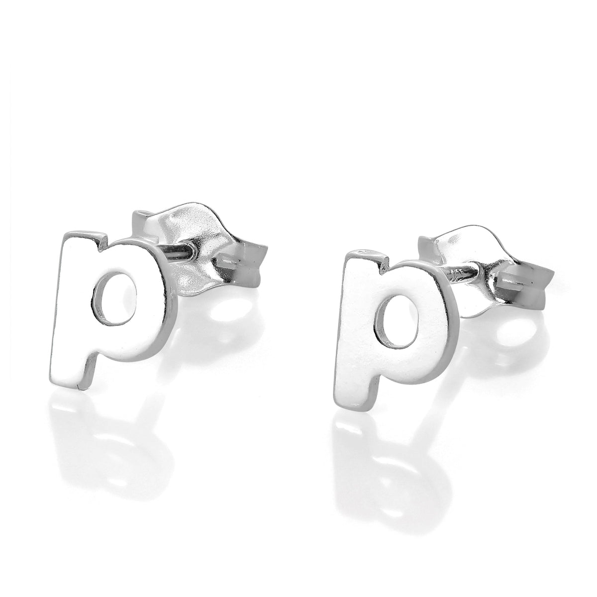 Boucles d'oreilles à tige en argent sterling avec lettres de l'alphabet