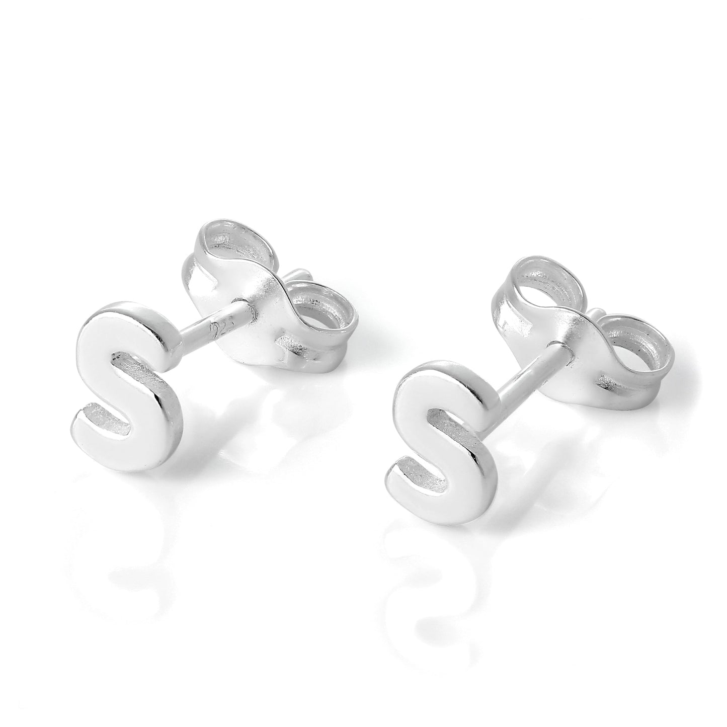 Boucles d'oreilles à tige en argent sterling avec lettres de l'alphabet