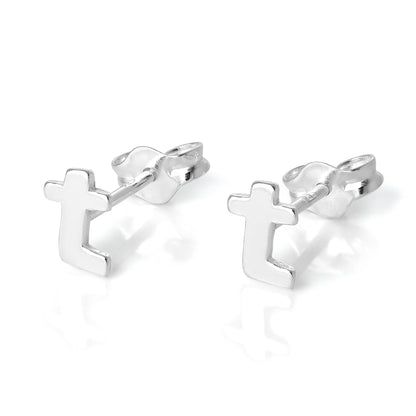 Boucles d'oreilles à tige en argent sterling avec lettres de l'alphabet