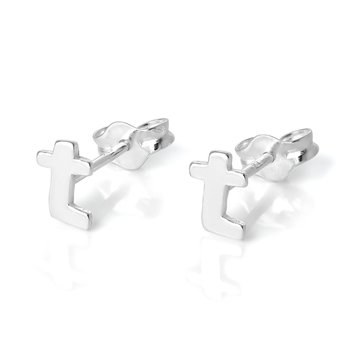 Boucles d'oreilles à tige en argent sterling avec lettres de l'alphabet