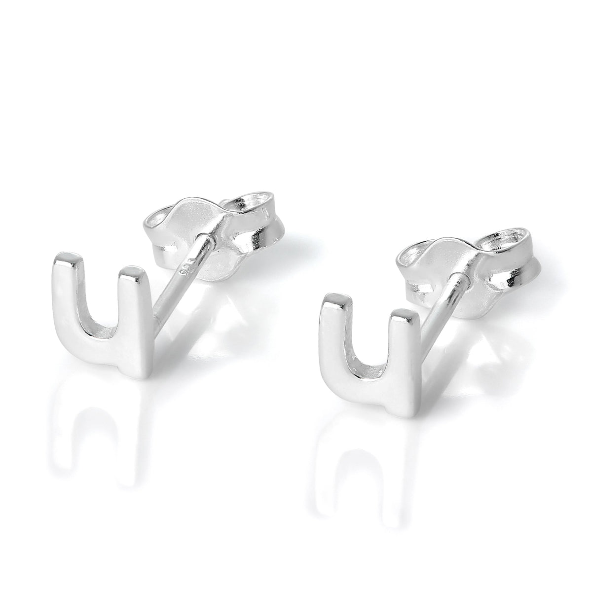 Boucles d'oreilles à tige en argent sterling avec lettres de l'alphabet