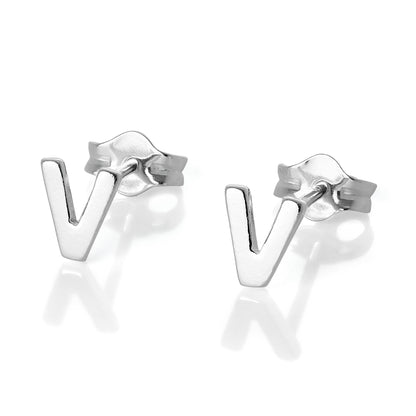 Boucles d'oreilles à tige en argent sterling avec lettres de l'alphabet