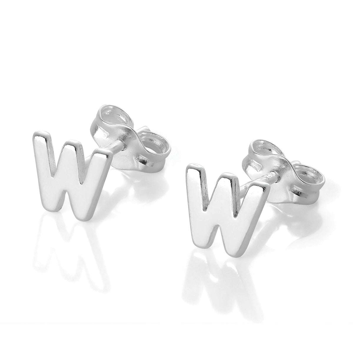 Boucles d'oreilles à tige en argent sterling avec lettres de l'alphabet